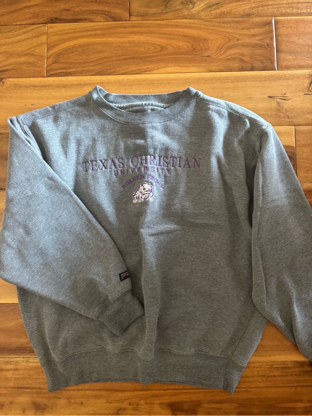 Jansport Gray Crewneck Sweatshirt with Purple University Script